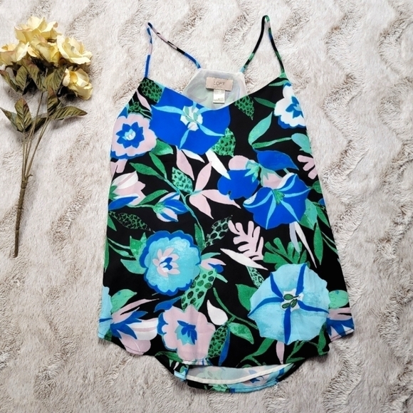 ✨️CL Loft Outlet Geometric Floral Print Sleevless Blouse Size S - Picture 1 of 12